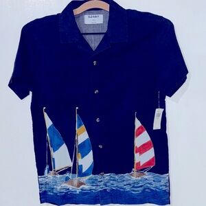 Old Navy Kids Dark Blue Nautical Button-Down Shirt